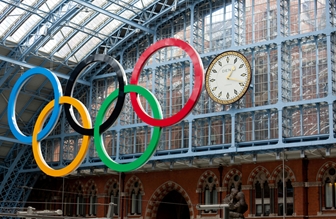 Olympic Rings in St Pancras Station, London 