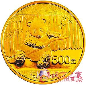 一盎司圆形普制金质币背面。